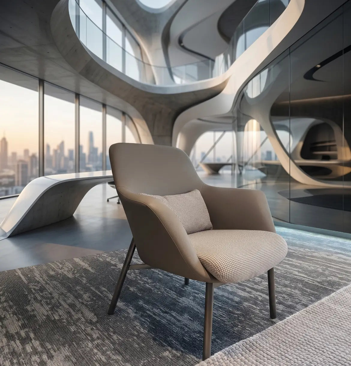 Yodo Executive Lounge Chair in Fabric and Leather Consumer KANO